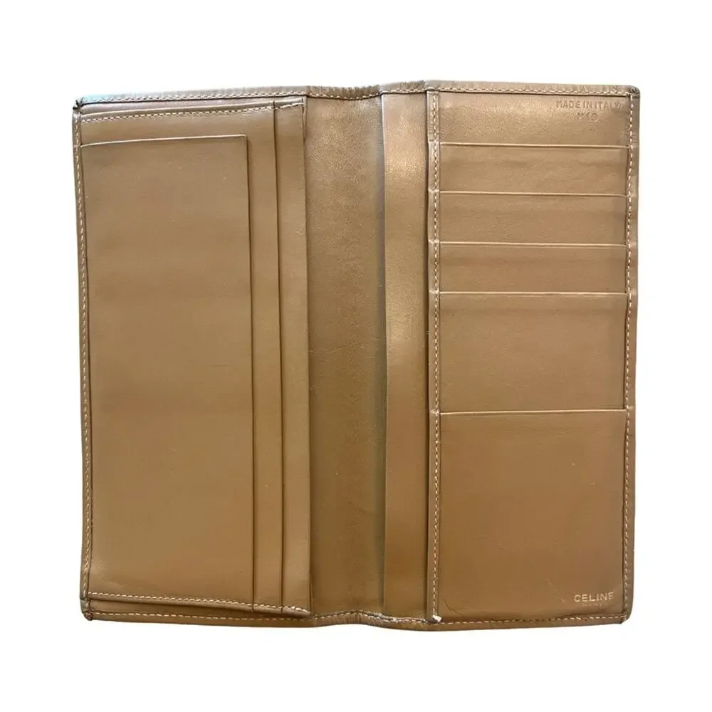 Vintage Celine Macadam Long Wallet Tan Leather & Canvas Made in Italy - Picture 5 of 15